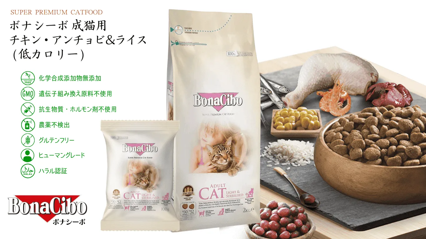 ボナシーボ BonaCibo 成猫用 チキン・アンチョビ＆ライス(低カロリー)