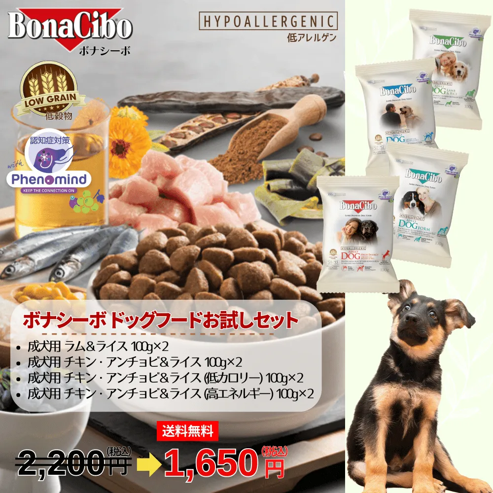 無添加ドッグフード ボナシーボ (Bonacibo) 成犬用お試しセット注文はこちらから