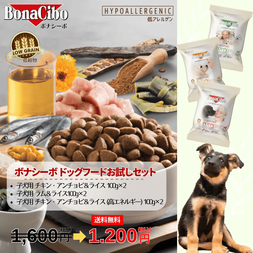 無添加ドッグフード ボナシーボ (Bonacibo) 子犬用お試しセット注文はこちらから