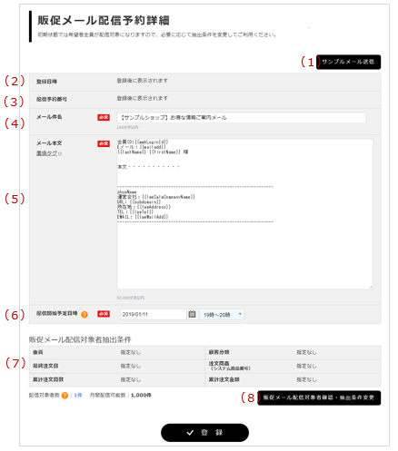 販促メールご利用の流れ らくうるカートマニュアル